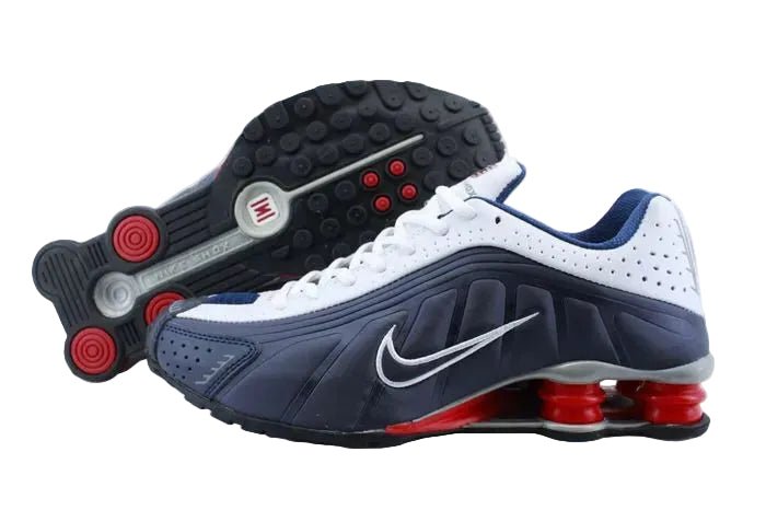 Nike Shox R4 "USA" edition, in Midnight Navy, White, and Gym Red - Style Stride Vault